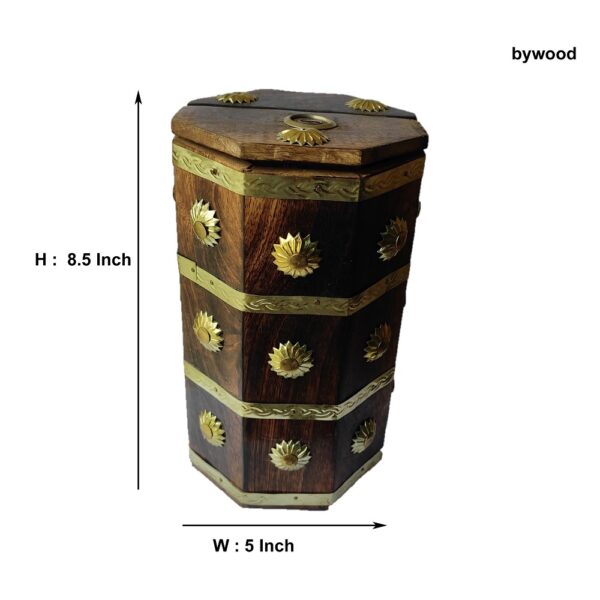 Wooden octa shape Antique Finish Money Bank - Image 4