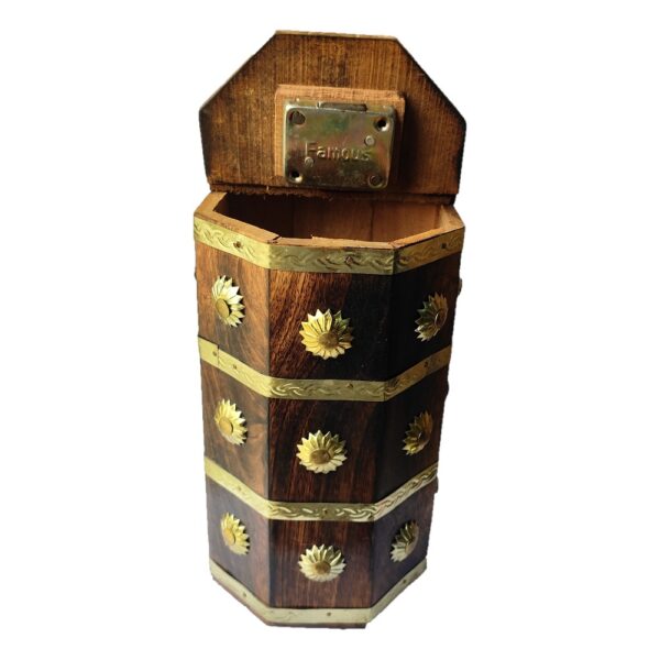 Wooden octa shape Antique Finish Money Bank - Image 3