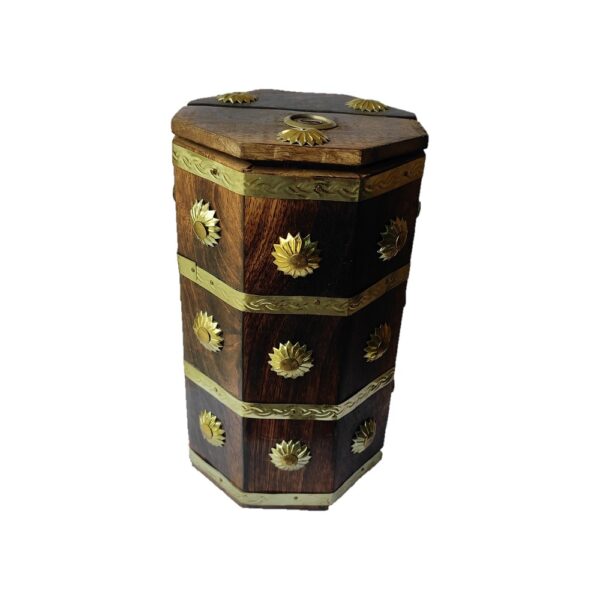 Wooden octa shape Antique Finish Money Bank